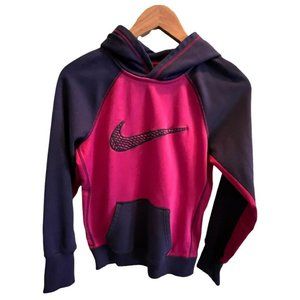 Nike Therma Fit Swoosh Hoodie Sweatshirt Pullover Unisex Youth S Navy & Magenta